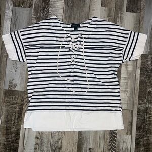 J. Crew Stripe Lace-Up Top